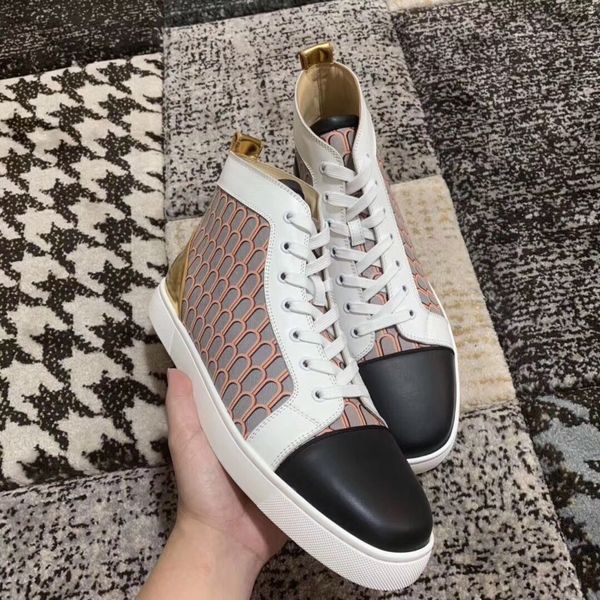 

men's & women's red bottom sneakers printed leather casual shoes comfort designer skateboard with box ing, Black