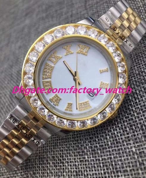 

multi style 116231 43mm jubilee 18k yellow gold / tt jubilee red roman diamond dial vvs diamond watch automatic fashion men's watch wrist