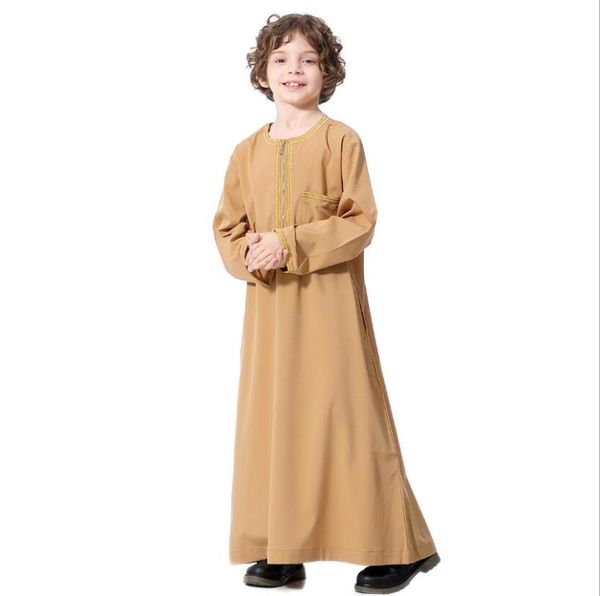 

kids abaya jellaba homme kaftan islamic dubai o neck robe dress abbigliamento uomo arabo thobes muslim long jubba arabic clothes, Red