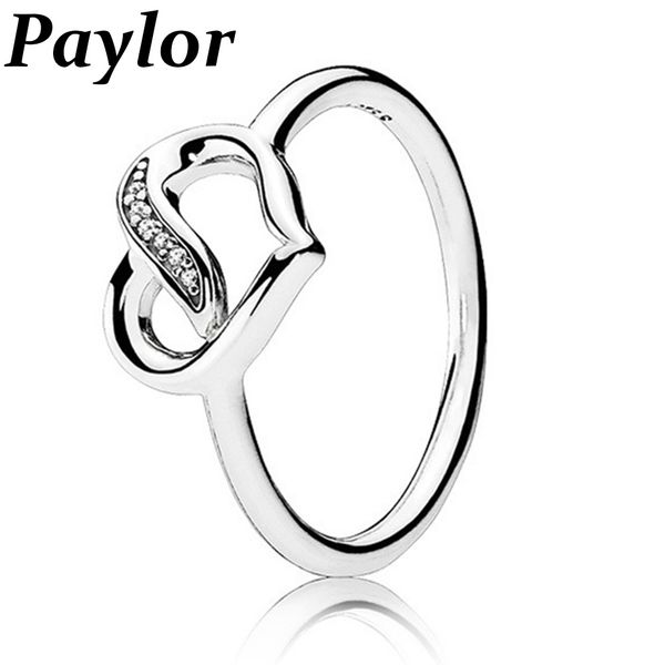 

new fashion love heart brand ring silver cz zircon finger ring for women wedding diy party anniversary jewelry, Slivery;golden