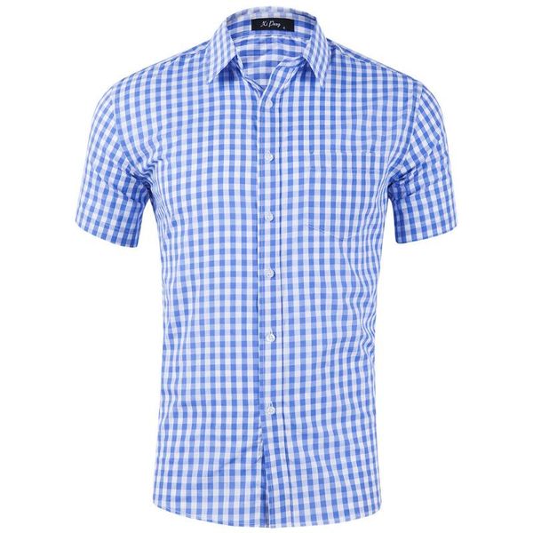

casual shirt men mens dress shirts solid lattice slim fit short sleeve men's shirt 2020 spring summer new, White;black
