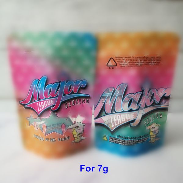 

2 size major league exotics bag 3.5g 7g mylar smell proof pouch zip airtight child proof for dry herb packaging