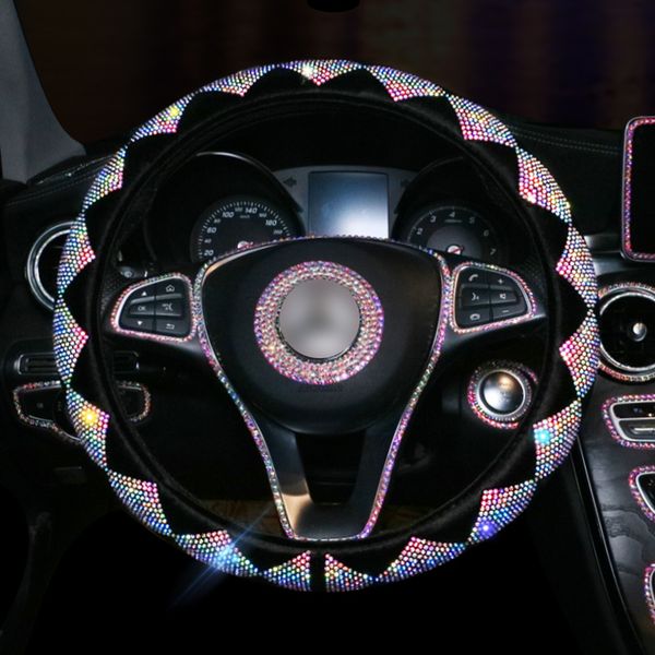 

luxury crystal colorful rhinestone car steering wheel covers diamante rhinestone car covered steering-wheel plush accessories