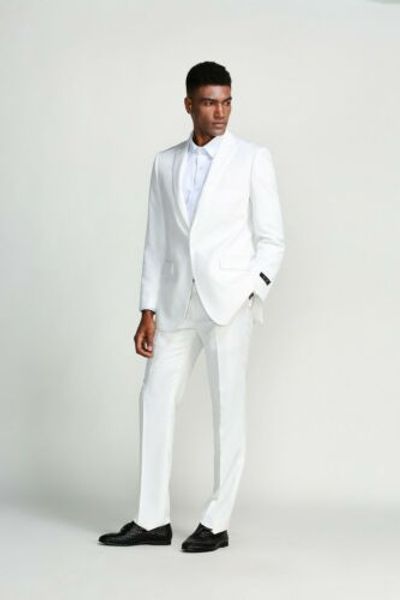 

new groomsman white tuxedo groom lapel men's suit wedding custom suit (jacket + pants, White;black