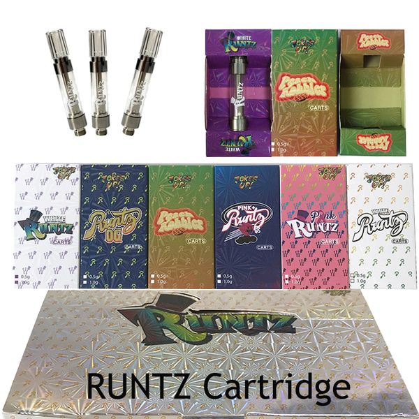 

Runtz Vape картридж Упаковка 1мл Ceramic Пусто Vape PEN телеги 0,8 мл стеклянный резервуар 510 густое масло Форсунка Dab Pen Испаритель картриджей