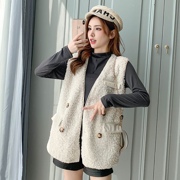 

mumuzi autumn winter vest women waistcoat 2019 female sleeveless vest jacket warm short coat colete feminino, Black;white