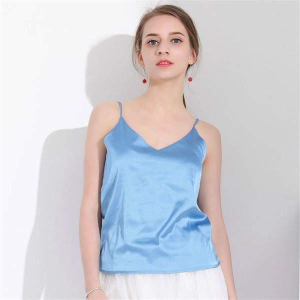 

tom hagen spaghetti strap women halter v neck white camis sleeveless satin silk tank women summer camisole plus size