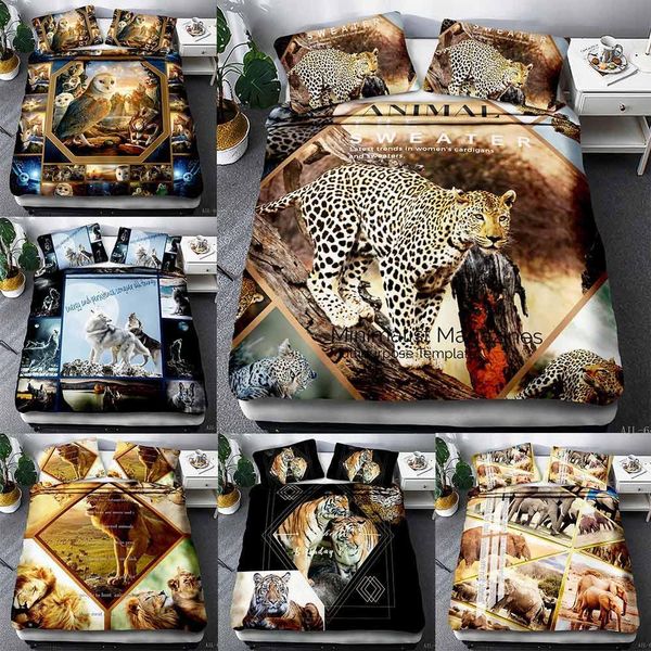 

3d double comfortable leopard bedding set 3-piece animal quilted pillowcase comfortable king bed custom bedding