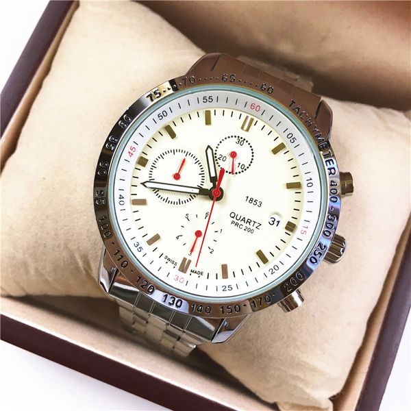 

high grade new fashion man watch stainless steel auto date sports male luxury wristwatches work subdials nice table clock, Slivery;brown