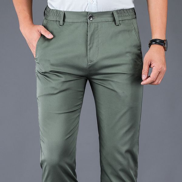 

classic style spring and summer new men's thin casual pants fashion business straight stretch waist brand trousers, Black