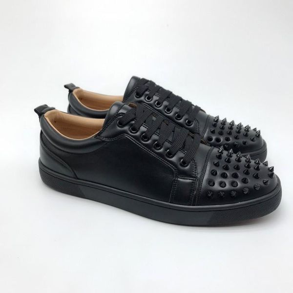 

red bottom low cut spikes flats designer shoes for men womens leather suedue red bottoms sneakers designer shoes 35-46 with box s01, Black
