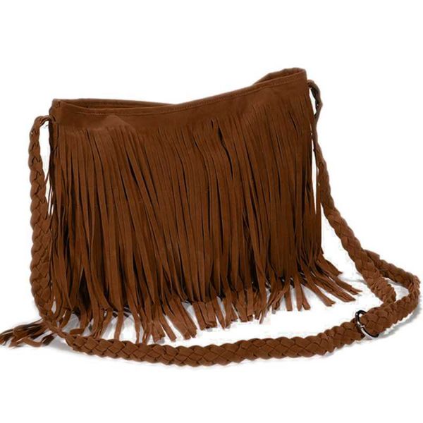 

fringed handbag shoulder bag woman tendency brown