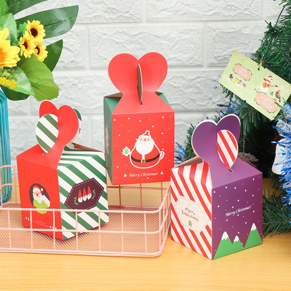 

christmas striped style apple box special gifts cartoon santa claus snowman christmas eve cookies packaging box carton candy