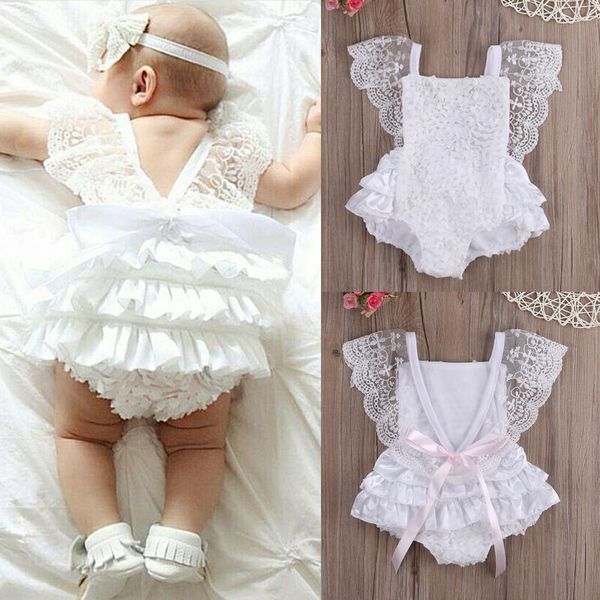 

newborn baby girls romper lace floral sunsuit jumpsuit outfits clothes uk stock, Blue