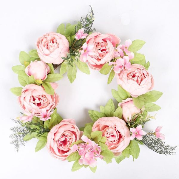 

artificial flower wreath peony wreath spring round for the front door party wedding home decor pink flower garland ring