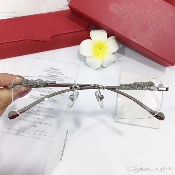 

classic retro optical glasses 3564642 metal frameless square frame animal metal mirror legs men eyewear, Black