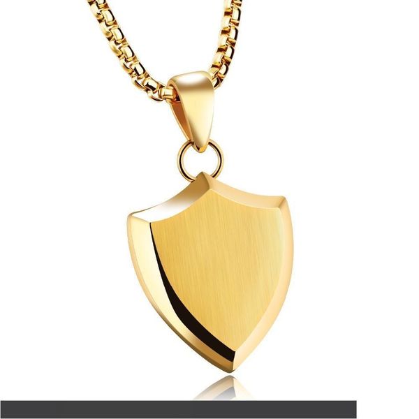 

fate love men statement necklaces & pendants fashion jewelry triangle shield shape golden black silver color