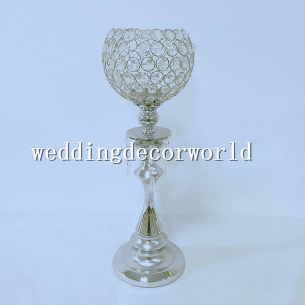 Alta grande bola de cristal de casamento candelabros com pingente de cristal de ouro banhado a vela suporte de mesa centro de mesa decoração decor509