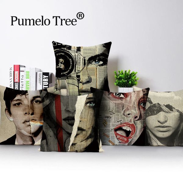 

terror cushion cover portrait throw pillow case nordic black white home decor sofa cushions covers custom linen pillows cases