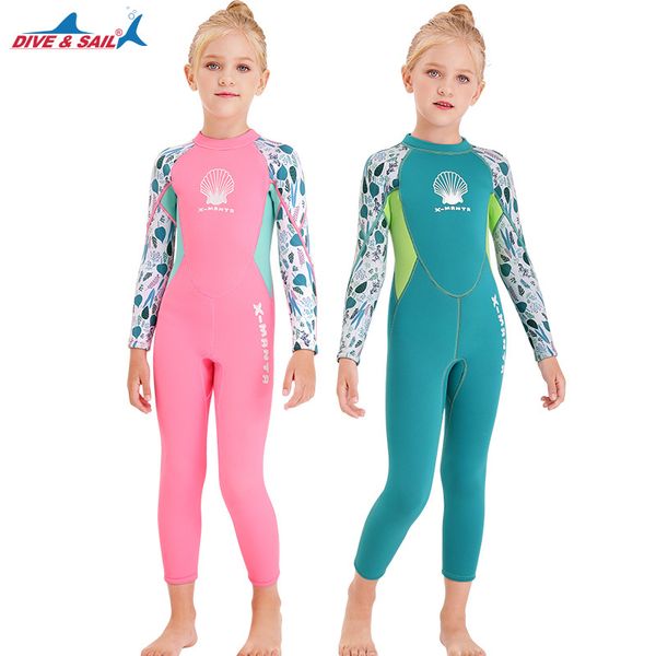 

2020 new jellyfish neoprene children diving suit swimwear girls long sleeve surfing swimsuit for girl bathing suit wetsuit