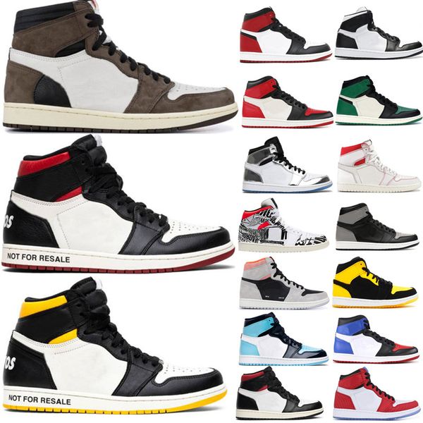 

1 new over-print s bred toe blue chill turbo green basketball shoes men 1s travis scotts mocha shadow multicolor sneakers with box
