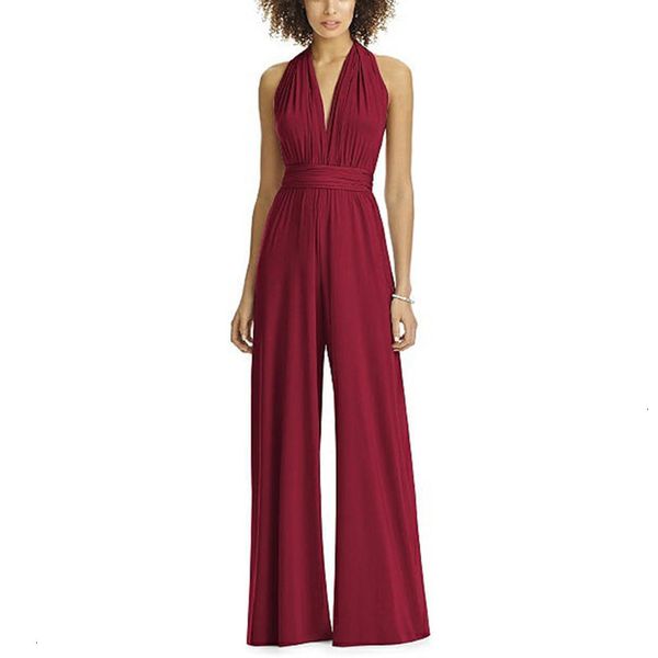 

2019 summer v-neck jumpsuit more wear method women's clothing bandage solid wide leg romper l, Black;white