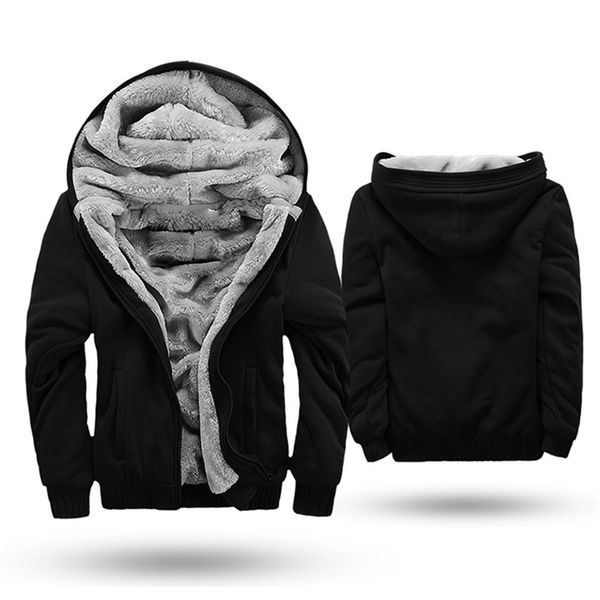 

fashion winter jacket men hoodie male coat hooded 2018 brand casual zipper thicken velvet hoody man polyester tracksuit sale, Black