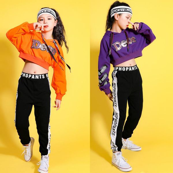 

girls ballroom jazz dance competition costumes tank hoodie jackets for kids hip hop dancing clothes outfits suits, Black;red