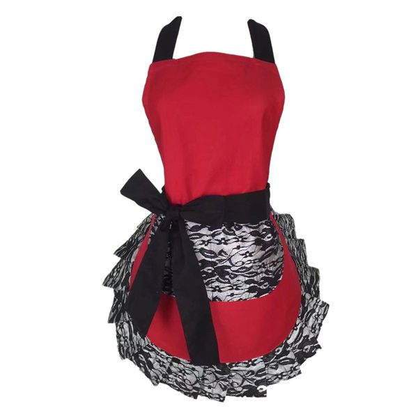 

ретро сексуальная кухня кулинария фартук, кружева flirty фартук с карманом для женщин девочек