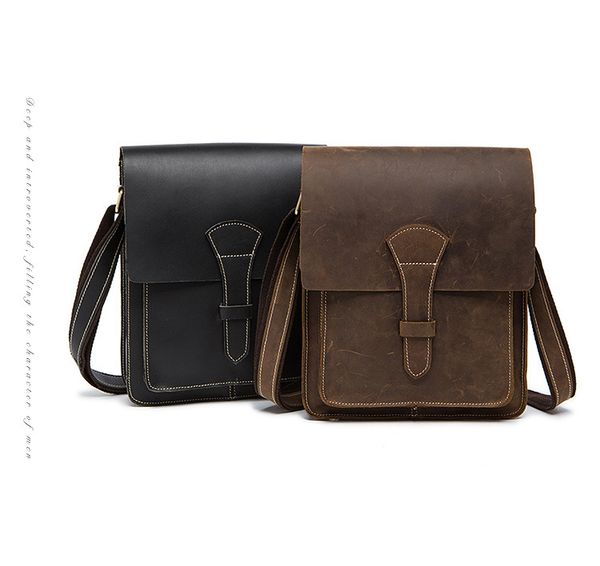 

mad horse leather men's bag leather retro recreational men's single shoulder bale head cowhide inclined bag man