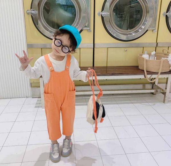 

2020 new girls boys overalls spring fashion kids long pants 1-6 years py703, Blue