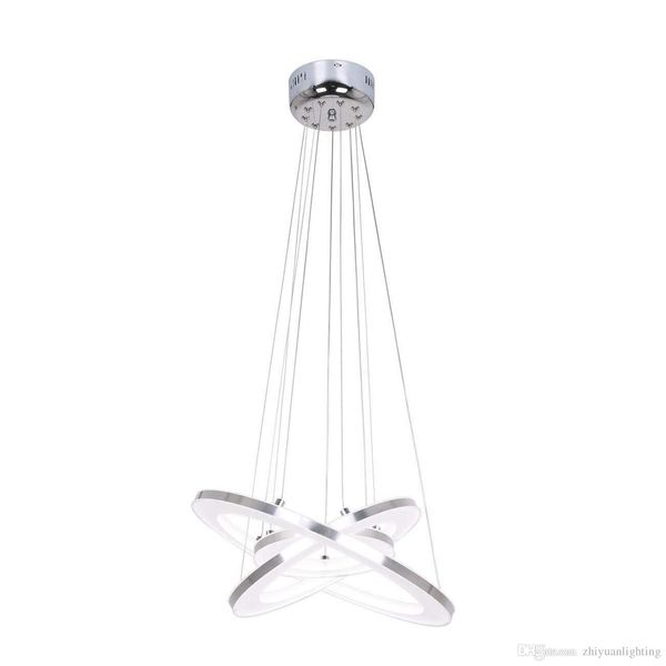 

modern led acrylic pendant lights 3 rings chandeliers chrome finish lighting fixture for office dining room living room