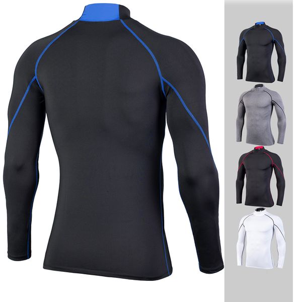 

cycling elasti force fitness wear man long sleeves quick dryin pro tights outdors motion universal sports clothes customized, Black;blue