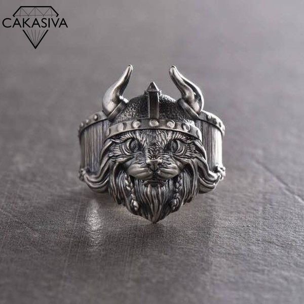 

retro horn hand polished oxidation sculpture cat pet lovers gift ring vintage thai silver ring, Golden;silver