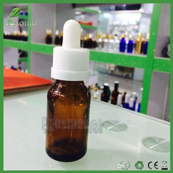 

1000pcs fedex brown e liquid bottles glass dropper bottles 5ml 10ml 15ml 30ml 50ml with rubber bulb black aluminum screw ring cap