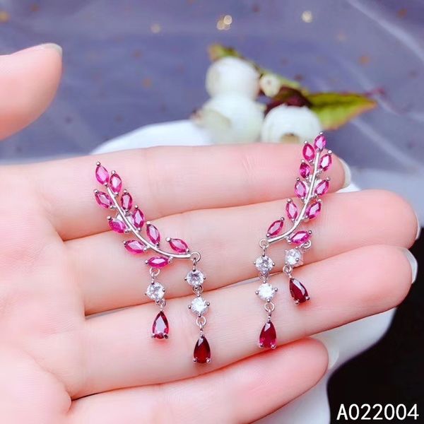 

kjjeaxcmy fine jewelry 925 sterling silver inlaid natural gemstone ruby female earrings eardrop popular support test, Golden;silver