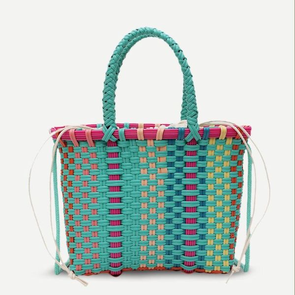 

multicolor small shoulder bag for girls messenger handbags summer beach women weaving casual crossbody handle bags bolsas