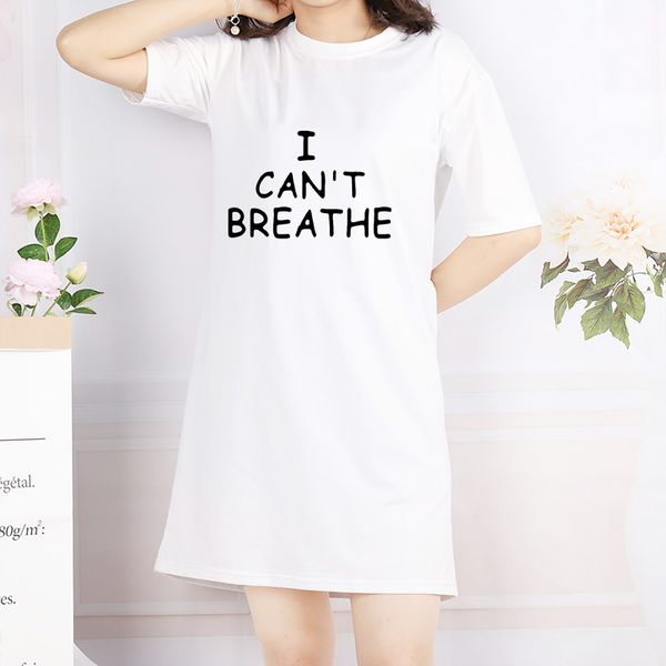 

New Stylish I Can't Breathe Dress 2020 Summer Fashion Women Letter Printed Loose Dress Street Style BLACK LIVES MATTER Dress