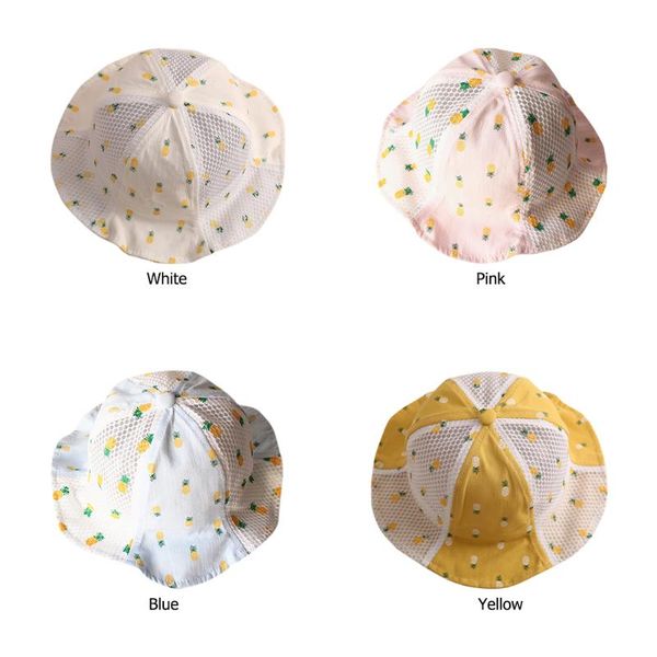 

summer baby fisherman hat sunshade hat fashion pineapple print basin, Yellow