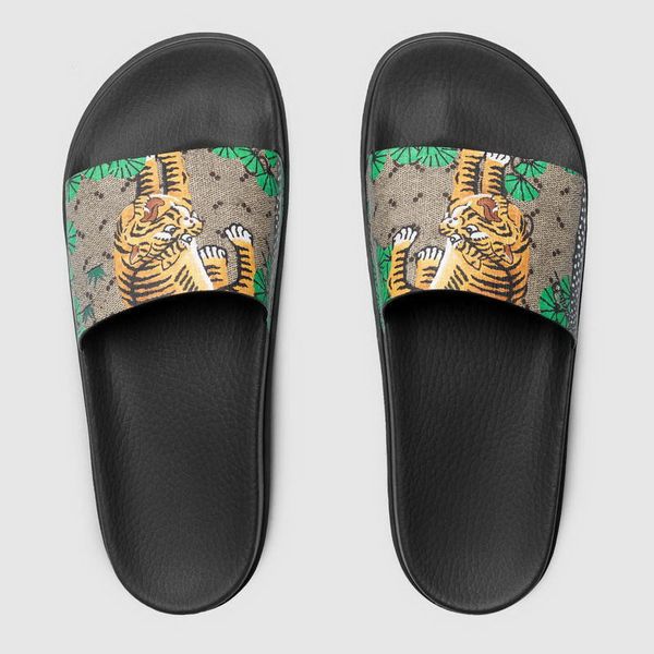 

толстые bottom tiger bee cat печати женщин мужские тапочки высокого класса летний открытый пляж тапочка слайд сандалии обувь box, Black
