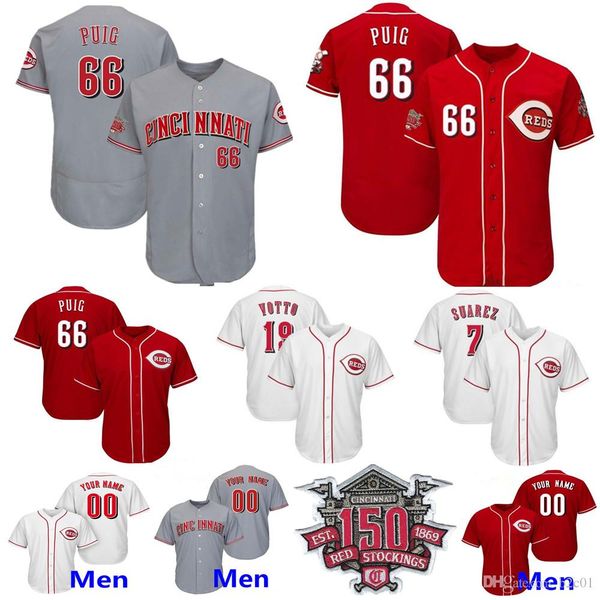 

150th Cincinnati Nick Senzel Reds Yasiel Puig Jersey Joey Votto Derek Dietrich Luis Castillo Eugenio Suarez Tucker Men