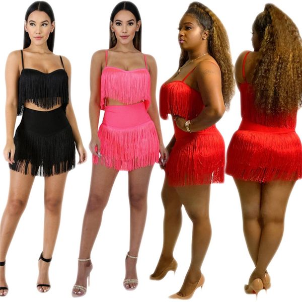 

спагетти ремень sexy 2 piece set dress женщины кисточкой сращивания спинки bodycon мини-платье лето неоновый цвет высокая талия пляжное плат, White
