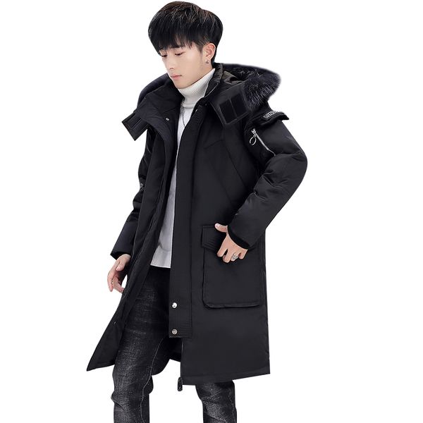 

2019 нова мђжка зимн кђѬка длинное мђжкое пало  капоном на молнии мђжк, Black