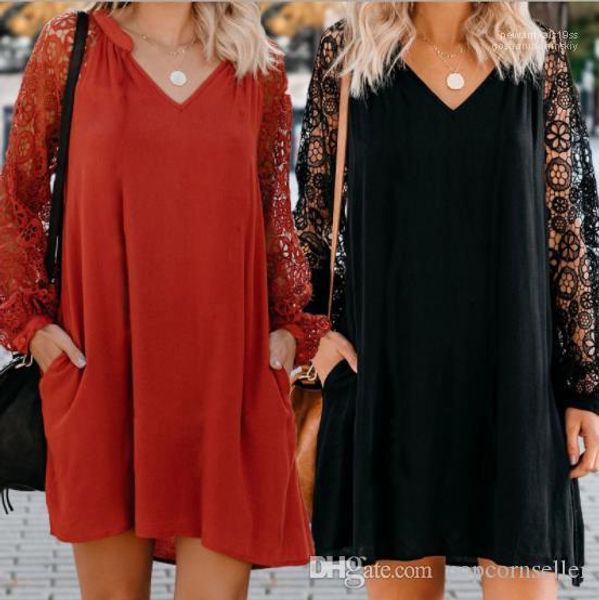 

женские дизайнерские платья мода сплошной цвет выдалбливают v образным вырезом платья женские платья повседневные, White;black