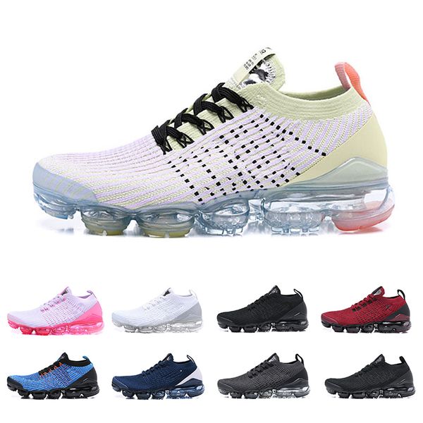 

New Air Fly 3.0 Men Women Running Shoes 2019 Triple Black White Blue Knit 3s Jogging Sneakers Designer Sports Shoes Size 36-46 Trainers