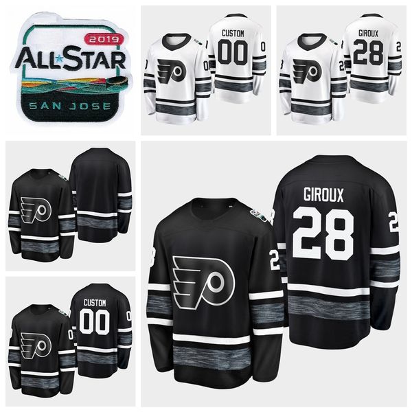 

2019 all star game claude giroux customize philadelphia flyers hockey jerseys black white jersey #28 claude giroux stitched shirts, Black;red