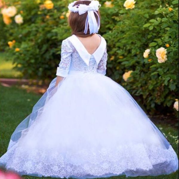 

princess flower girl dresses tulle lace applique wedding birthday dresses for girls first holy communion party, Red;yellow