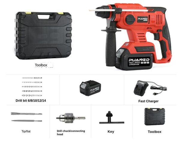 

brushless cordless hammer impact drill lithium battery multifunction radio hammer drilling electric power tools industrial grade