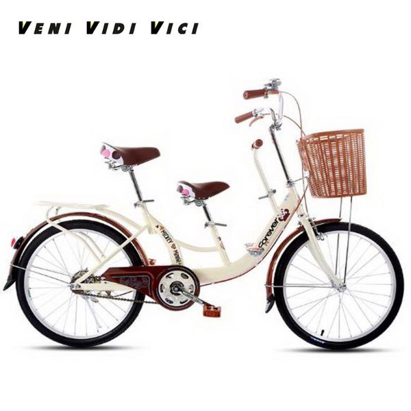 

venividivici 22/24 inch rubber tires ladies bikes parent-child bike double person bike electroplated child pedal