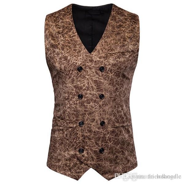 

leopard mens suit vests sleeveless casual mens outerwear with button male clothing, Black;white